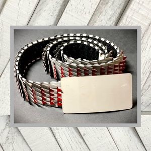 Vintage Dragon Scale Belt Retro Metal Red & White Unique